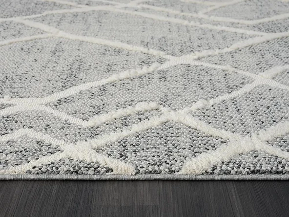 Wool Wl003a Gri Halı Antrasit Detaylı Sisal Bukle Dekoratif Kabartmalı Halı Tozsuz Antialerjik Özel Ölçü GRI-BEYAZ - Resim 5