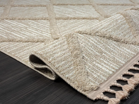 Loop Lp005a Bej Halı Dekoratif Sisal Bukle Tozsuz Antialerjik Modern Salon Halısı Koridor Iskandinav Özel Ölçü BEJ - Resim 4