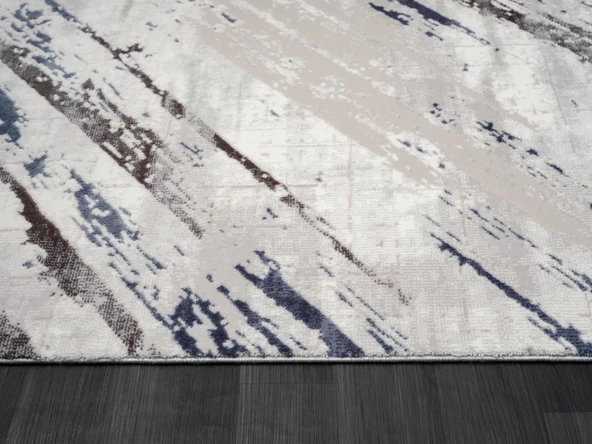 Tokyo Tk003m Gri Halı Lacivert Deyatlı Modern Akrilik Halı Kaymaz Taban Tozuaz Salon Halısı Koridor Özel Ölçü GRI-MAVI - Resim 5