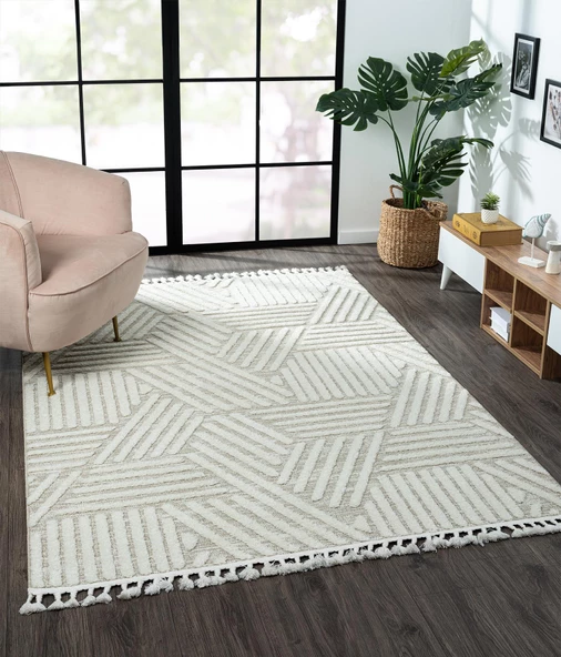 Loop Lp006a Bej Halı Dekoratif Sisal Bukle Tozsuz Antialerjik Modern Salon Halısı Yatak Odası Halısı Özel Ölçü BEJ - 2