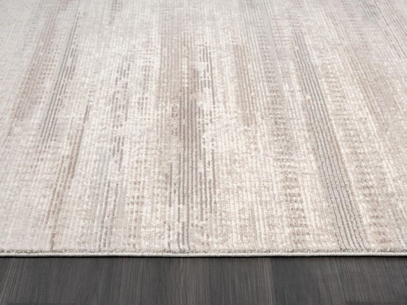 Truva TV036A Krem Rengi Halı Gri ve Bej Detaylı Akrilik Yumuşak Salon Halısı Özel Ölçü KREM-VIZON - Resim 5