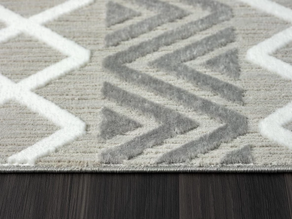 Sümer Sm003a Gri Halı Iskandinav Desen Dekoratif Modern Tozuyok Antialerjik Salon Halısı Koridor Özel Ölçü POLY.A.GRI - Resim 5