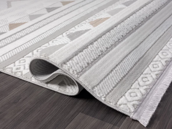 Sümer Sm006a Renkli Halı Iskandinav Desen Dekoratif Modern Tozuyok Antialerjik Salon Yatak Odası Kor Özel Ölçü POLY. KEMIK - Resim 4