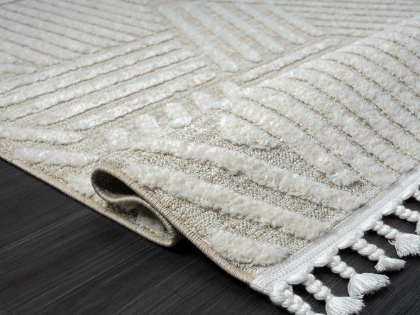 Loop Lp006a Bej Halı Dekoratif Sisal Bukle Tozsuz Antialerjik Modern Salon Halısı Yatak Odası Halısı Özel Ölçü BEJ - 4