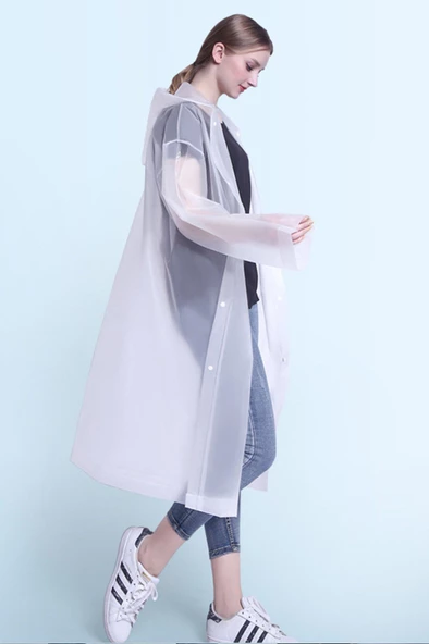 Hayal Sepeti Eva Unisex Yağmurluk çıtçıt düğmeli  - BEYAZ