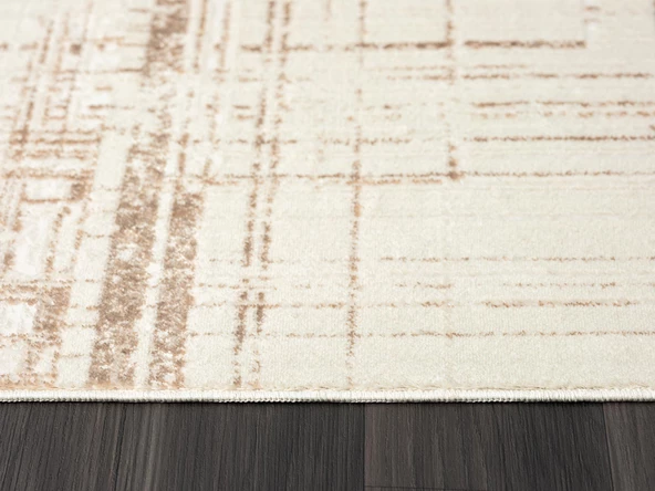 Best 108 Bej Halı Vizon Detaylı Ince Parlak Makinada Yıkanabilir Antialerjik Modern Salon Halısı Özel Ölçü VIZON-BEYAZ - Resim 4