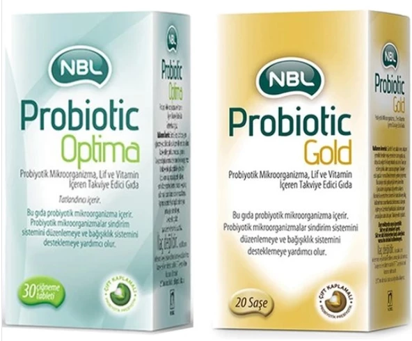 NBL Probiotic Gold 20 Stick Saşe + NBL Probiotic Optima 30 Çiğneme Tableti - 1