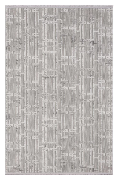 Sümer Sm007a Gri Halı Geometrik Desen Dekoratif Modern Tozuyok Antialerjik Salon Yatak Odası Koridor Özel Ölçü POLY. KEMIK ürün görseli