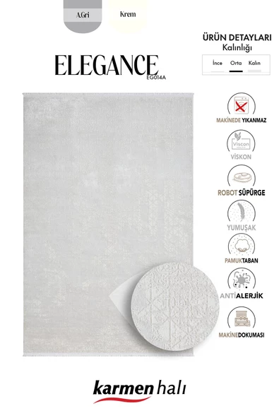 Elegance Eg014a Beyaz Halı Sedef Geometrik Detaylı Modern Viskon Doğal Iplik Bambu Halı Tozu Az Özel Ölçü GRI-BEYAZ - Resim 6