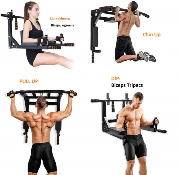 Anunnaki 3 ü 1 arada Duvar Barfiks Ve Dips All in one Süngerli Spor Egzersiz Barfix Aleti - 5