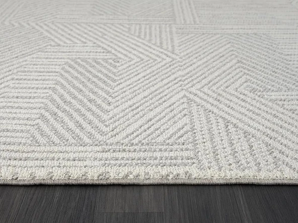 Wool Wl008a Bej Halı Sisal Bukle Dekoratif Kabartmalı Halı Tozsuz Antialerjik Salon Halısı Koridor Özel Ölçü VIZON- BEYAZ - Resim 5