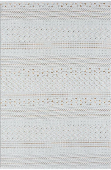 Lotus Plus 08582a Beyaz Halı Bej Kilim Desenli Modern Ince Akrilik Tozuaz Salon Halısı Yatak Odası Özel Ölçü BEYAZ