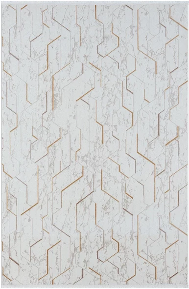 Lotus Plus 08581a Beyaz Halı Bej Abstract Detaylı Modern Ince Akrilik Tozuaz Salon Halısı Koridor Özel Ölçü BEYAZ ürün görseli