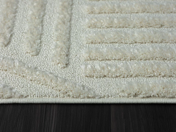 Loop Lp001a Beyaz Halı Dekoratif Sisal Bukle Tozsuz Antialerjik Salon Halısı Yatak Odası Koridor Özel Ölçü BEYAZ - Resim 5