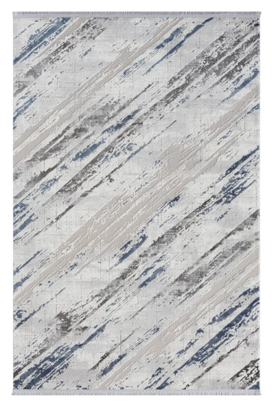 Tokyo Tk003m Gri Halı Lacivert Deyatlı Modern Akrilik Halı Kaymaz Taban Tozuaz Salon Halısı Koridor Özel Ölçü GRI-MAVI ürün görseli