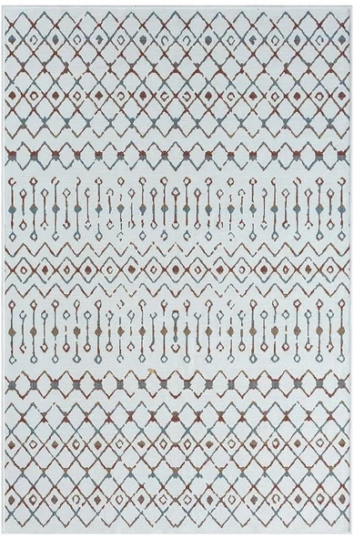 Lenda Ld002a Gri Kilim Renkli Detaylı Ince Antialerjik Kaymaz Taban Makinada Yıkanabilir Salon Halı Özel Ölçü RENKLI