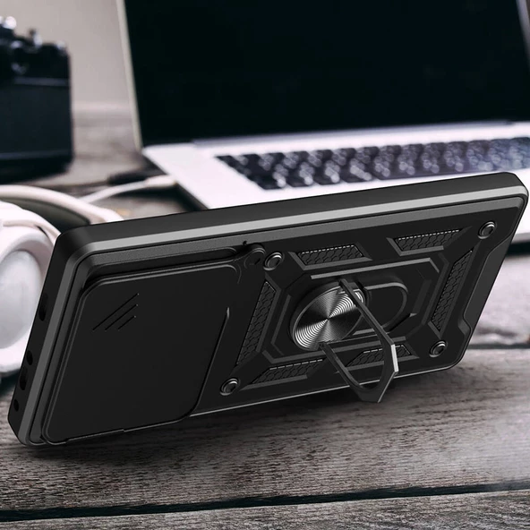 Xiaomi Redmi 13 4G Kılıf Kamera Korumalı Zırh Tank Sürgülü Vega Kapak - Resim 8