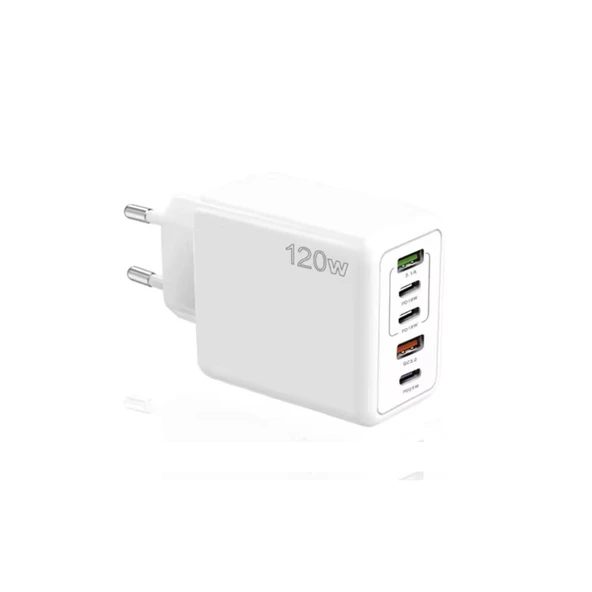 ScHitec 120W 3 Type-C + 2 UsbA Toplam 5 Çıkışlı Ev Tipi Şarj Aleti Set 3A 45W Type-C to Type-C 1Metre Süper Hızlı Data ve Şarj Kablosu SR30 - 2