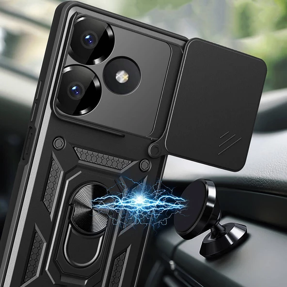 Xiaomi Redmi 13 4G Kılıf Kamera Korumalı Zırh Tank Sürgülü Vega Kapak - Resim 6