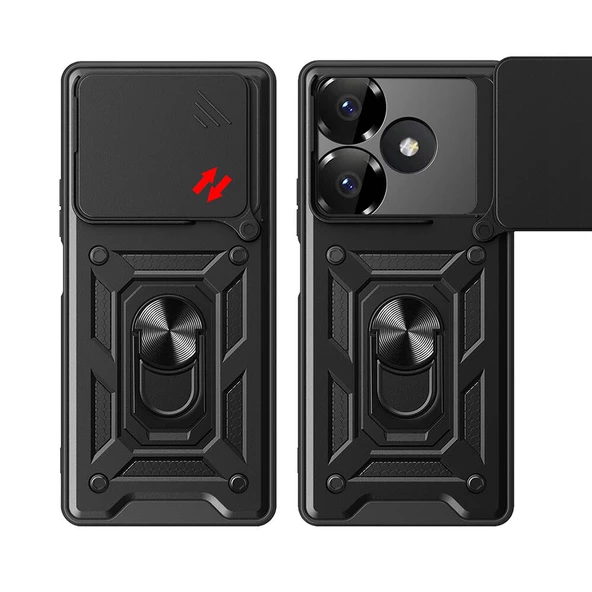 Xiaomi Redmi 13 4G Kılıf Kamera Korumalı Zırh Tank Sürgülü Vega Kapak - Resim 3