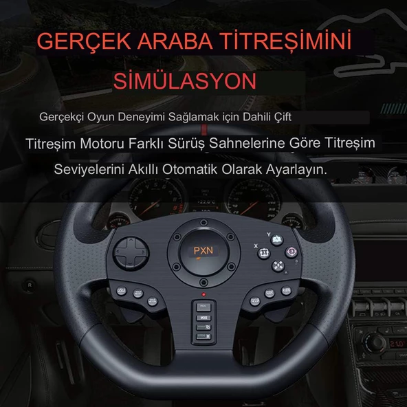 Anunnaki Pxn V900 Direksiyon Seti Çift Motorlu Titreşim Özelliği Kolay Sabitlenir Uzun Ömürlü Xbox Pc PS Uyumlu Set - 5