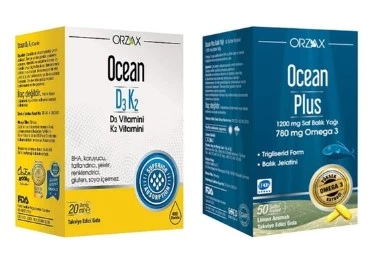 Ocean D3k2 Damla 20 ml + Ocean Plus 1200 Mg 50 Kapsül