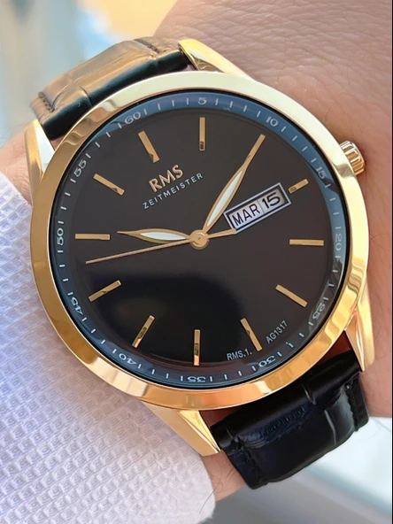 Romanson Deri Kordon Takvim Gösteren Kadran Tasarımlı 5Atm Suya Dayanıklı Erkek Kol Saati AG1317.12