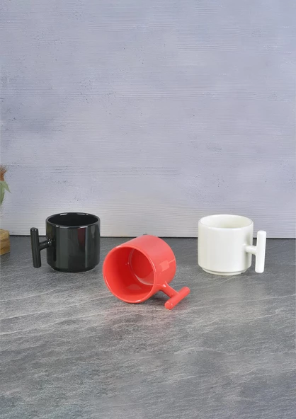 Çubuk Kulplu Seramik Kupa - Çay Kahve Bardağı - 220 ML - 2