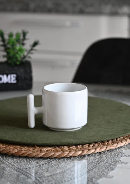 Çubuk Kulplu Seramik Kupa - Çay Kahve Bardağı - 220 ML