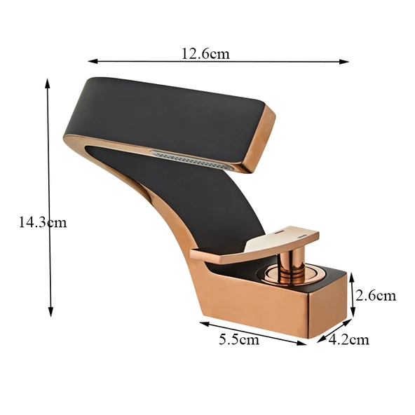 Krom Pirinç Lüx Gold Siyah Havza Şelale Banyo Lavabo Bataryası - 5