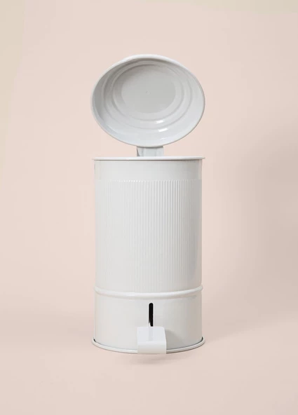 The Mia Stripe Mutfak ve Banyo Çöp Kovası Beyaz 5 Lt - 5