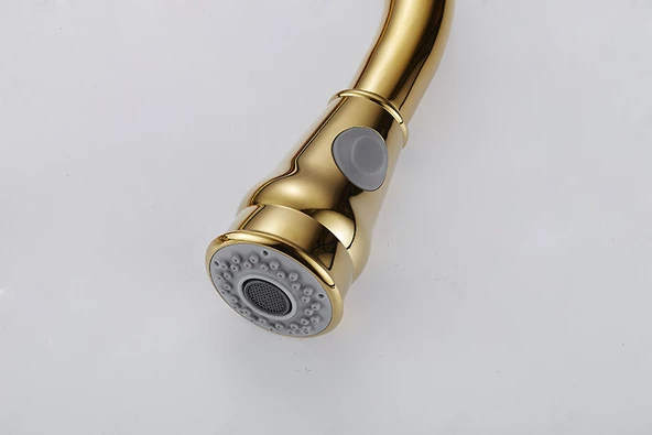 Altın Krom 360 Derece Döner Spiral Başıklı Spray Modlu Mutfak Lavabo Evye Bataryası - 7