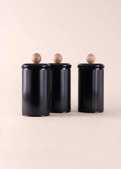 The Mia Stripe Çay Kahve Şeker Kavanozu Siyah 1,20 Lt - 4