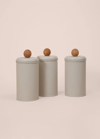 The Mia Stripe Çay Kahve Şeker Kavanozu Bej 1,20 Lt - 4