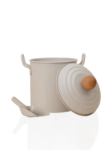 The Mia Stripe Bakliyat ve Deterjan Saklama Kabı Bej - 2