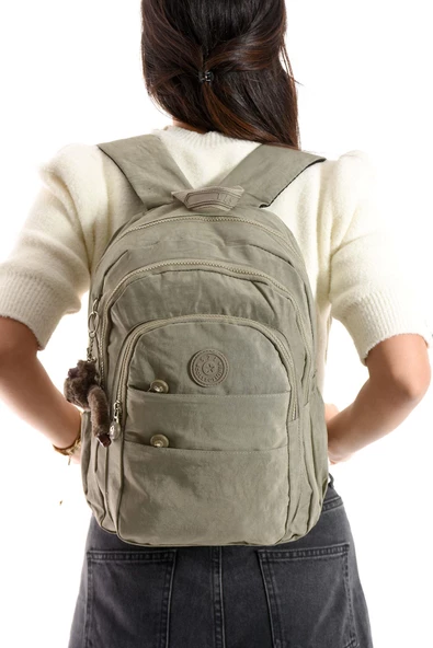 Ultra Hafif Çok Cepli Orta Boy Sırt Çantası Unisex Vizon (Model: 571-4C)