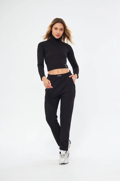 Lesa Wear Fitilli Yüksel Bel Geniş Paça Şardonlu Likralı Spor Eşofman Altı - Resim 2