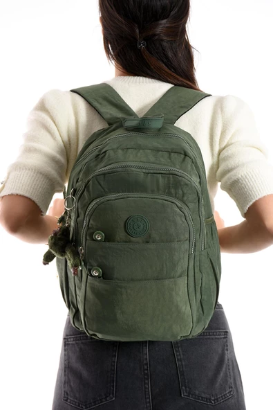 Ultra Hafif Çok Cepli Orta Boy Sırt Çantası Unisex Yeşil (Model: 571-4C)
