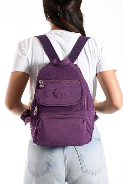 Ultra Hafif Çok Cepli Küçük Boy Sırt Çantası Unisex Mor (Model: 571-4G)