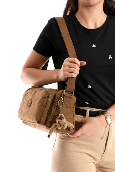 571 collections Çapraz Askılı Ultra Hafif Çok Cepli Bayan Omuz Çantası Taba (Model: 571-6O) - 2