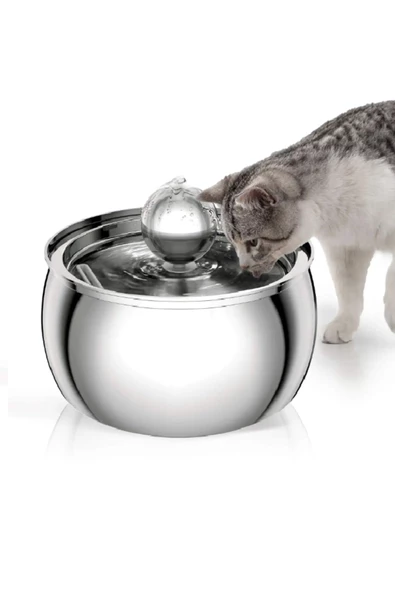 4 L Paslanmaz Çelik Büyük Metal Kedi Köpek Için Otomatik Su Pınarı Su Çeşmesi Su Sebili - 2