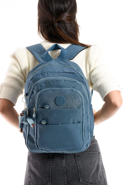 Ultra Hafif Çok Cepli Orta Boy Sırt Çantası Unisex Mavi (Model: 571-4C)