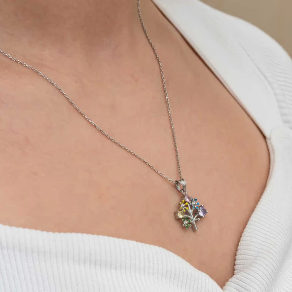 Himarry Gümüş Renkli Hayat Ağacı Kadın Kolye - Resim 5