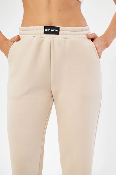 Lesa Wear Yüksel Bel Jogger Şardonlu Eşofman Altı Paçası Lastikli - Resim 6