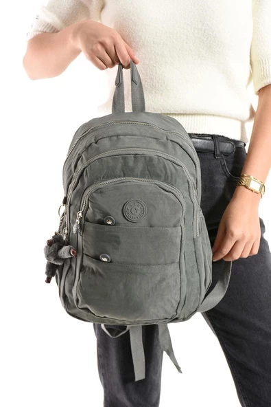 571 collections Ultra Hafif Çok Cepli Orta Boy Sırt Çantası Unisex Gri (Model: 571-4C) - Resim 3