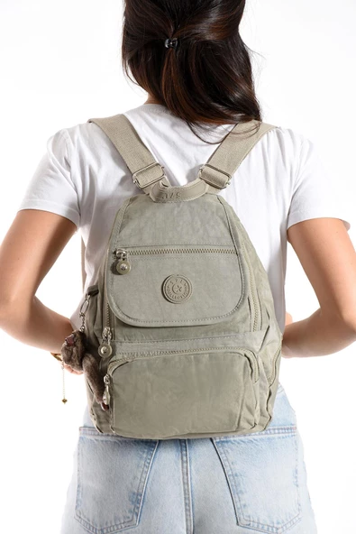 Ultra Hafif Çok Cepli Küçük Boy Sırt Çantası Unisex Vizon (Model: 571-4G)