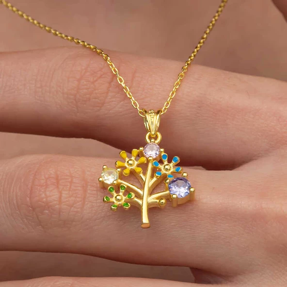 Himarry Gümüş Gold Renkli Hayat Ağacı Kadın Kolye ürün görseli