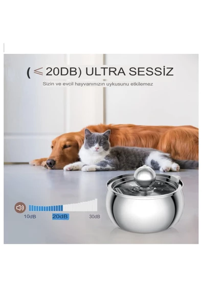 4 L  Paslanmaz Çelik Büyük Metal Kedi Köpek Için Otomatik Su Pınarı Su Çeşmesi Hareket Sensörlü - 3