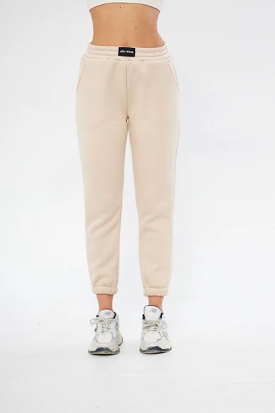 Lesa Wear Yüksel Bel Jogger Şardonlu Eşofman Altı Paçası Lastikli - Resim 5