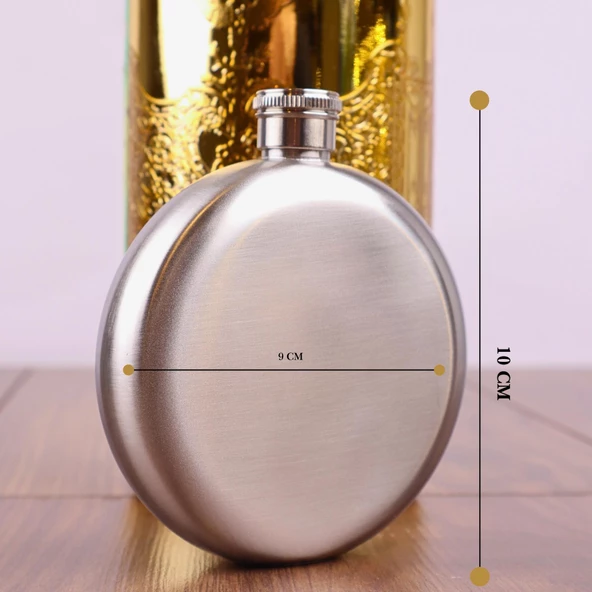 Perlotus 5 Oz 150 cc Hunili Çelik Viski Yuvarlak İçki Cep Matarası - 2